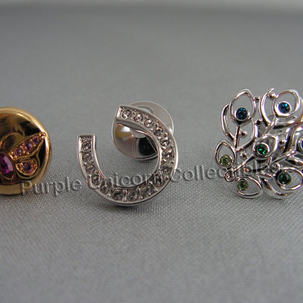Swarovski Crystal Tac Pins Set of 3 SCS 2013-2014-2015 Event Pins incl Horseshoe